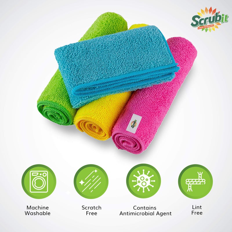 SCRUBIT Microfiber Cleaning Cloth Lint Free Towels for House, Kitchen, Cars, Windows -Ultra Absorbent and Super Soft Wash Cloths (24 Pack) - Image 4